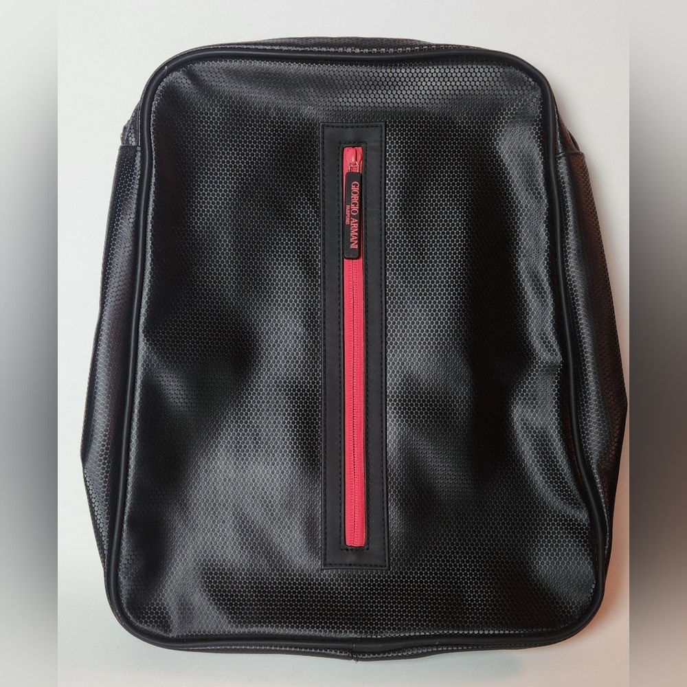 Giorgio Armani Black Backpack with Red Accent